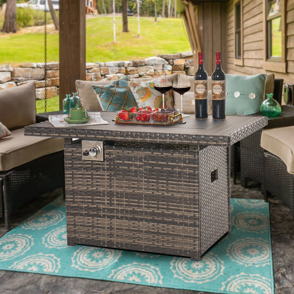 Latitude Run® 40''W x 23.5''H Koni Steel Propane Outdoor Fire Pit Table with Storage & Reviews